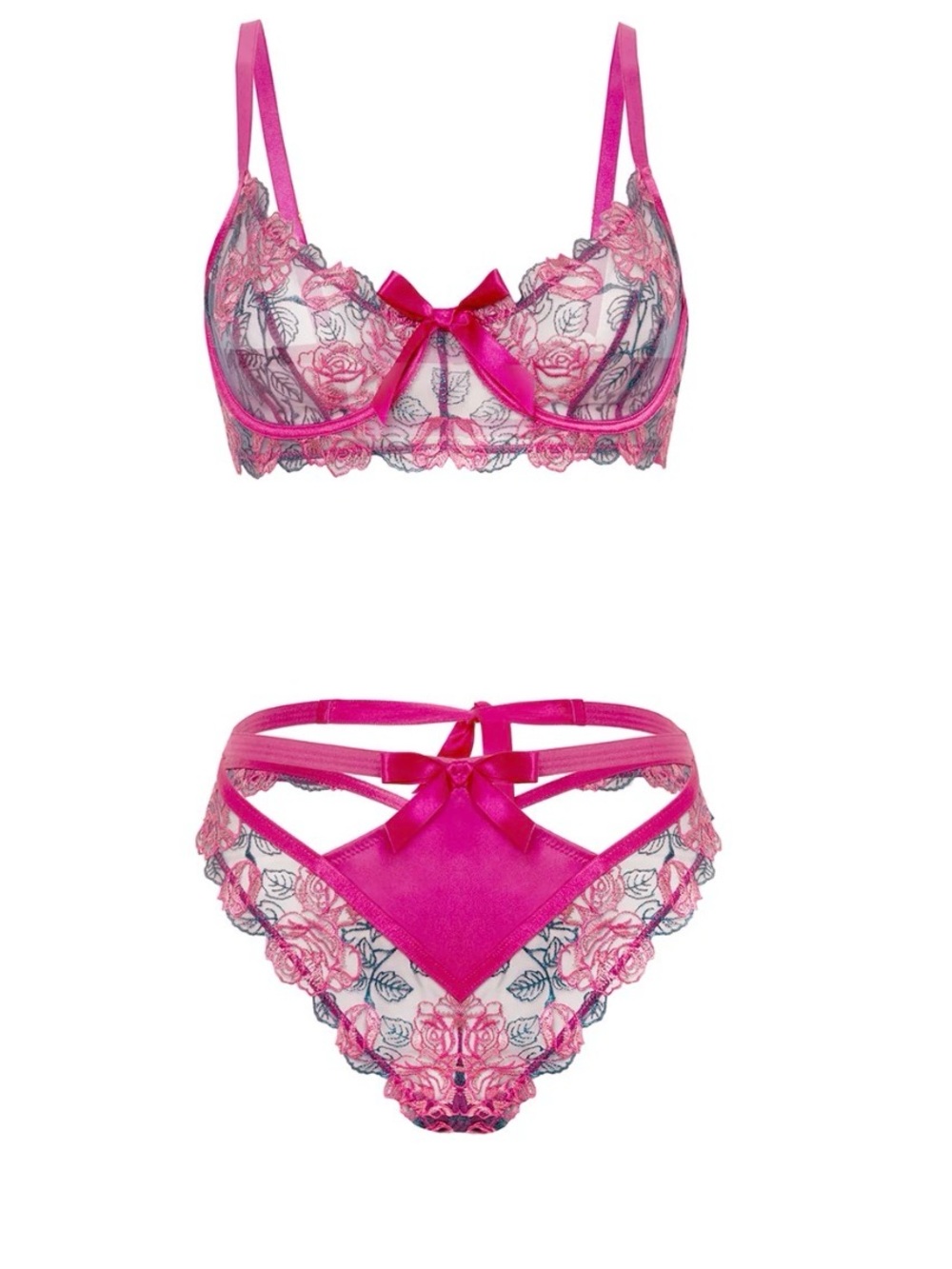 Hustler Hollywood “Oh La La Cheri” ROSIE EMBROIDERED UNDERWIRE BRA SET